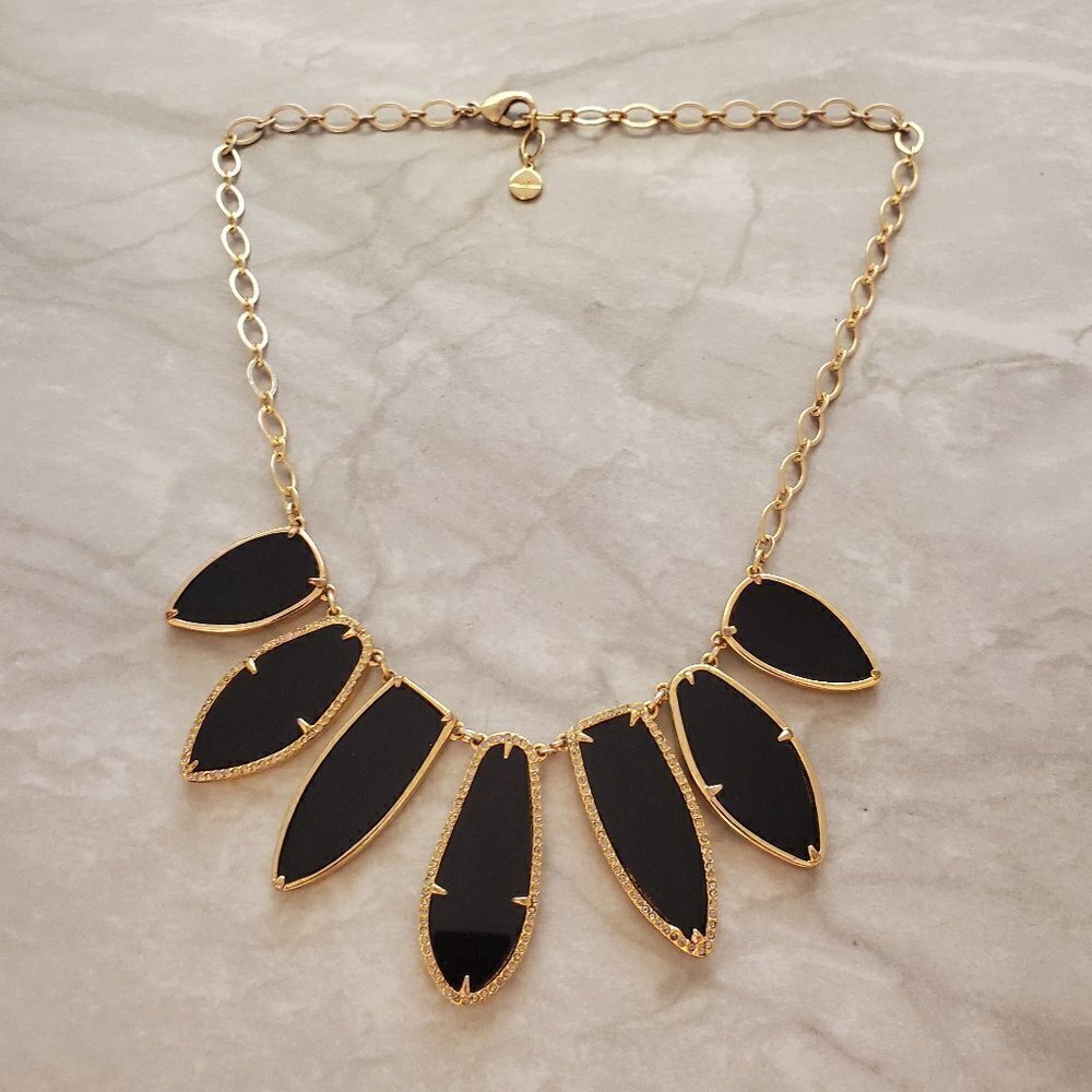 ✨ Stella and Dot Allegra Black Enamel Rhinestone Crystal Pave Statement ✨